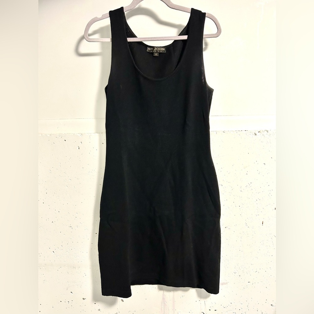 St. John Classic Black knit Mini Dress with cardigan